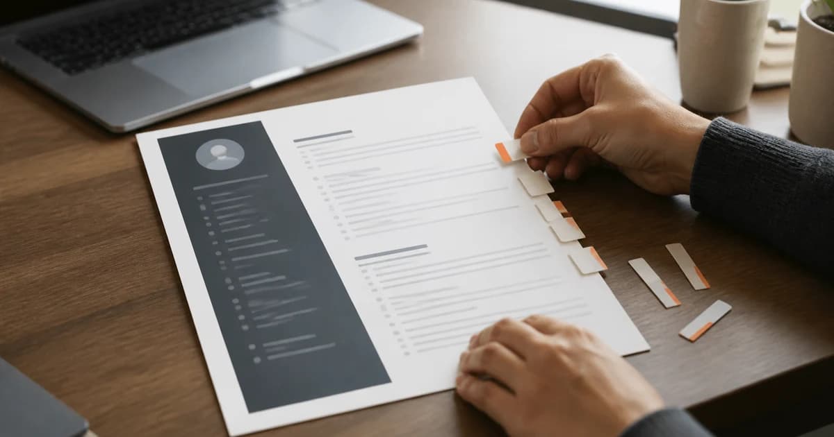 Recruiter arranging section tabs on a candidate CV